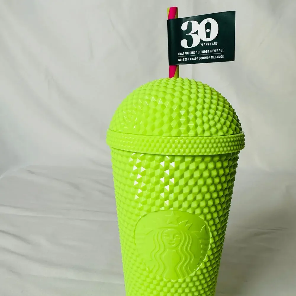 NWT Starbucks 30 Years of Frappucinos Green Studded 16oz Cold Cup Dome Tumbler
